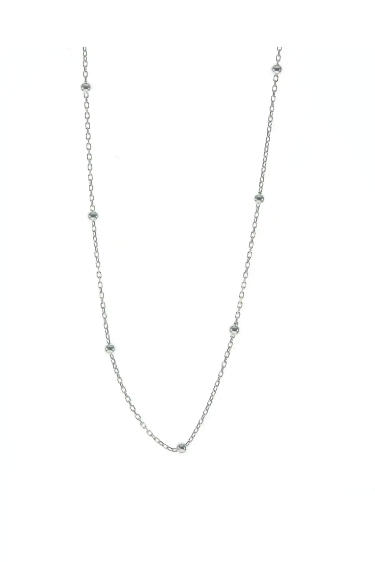 Söğütlü Silver 45 Cm Rodyumlu Top Top Gümüş Zincir Şıklık ve Dayanıklılık İçin