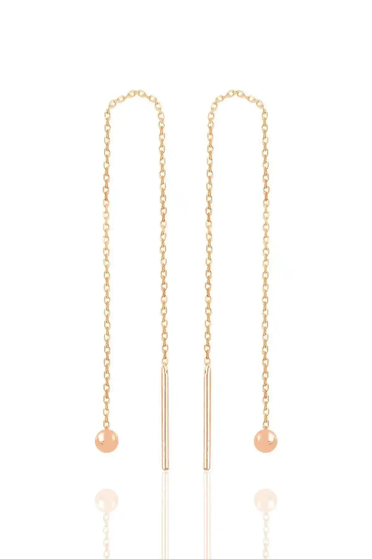 Söğütlü Silver Gümsü Rose Toplu Zincir Küpe Modern ve Zarif Tasarım