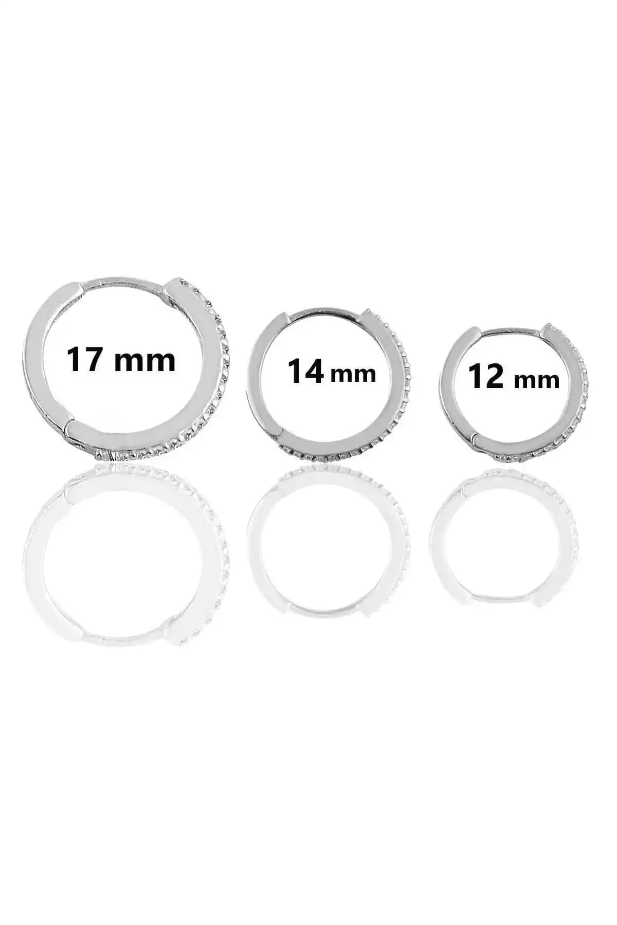 Söğütlü Silver Gümsüş Rodyumlu Zirkon Taşlı Üç Boydan Oluşan Halka Küpeler