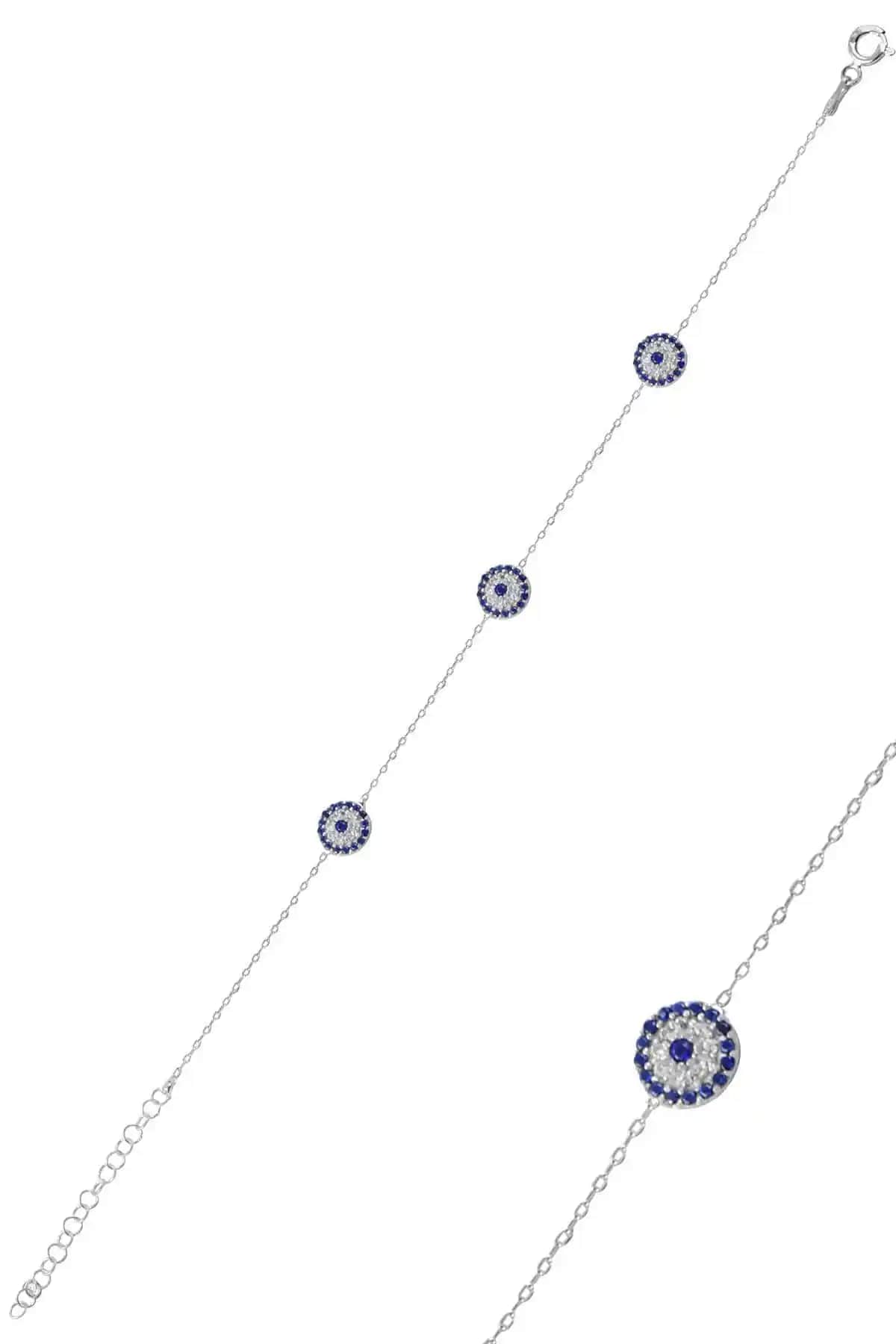 Söğütlü Silver Kan Nazarlık Model Zirkon Taşlı Gümüş Bileklik İnce Detaylar ve Şıklık