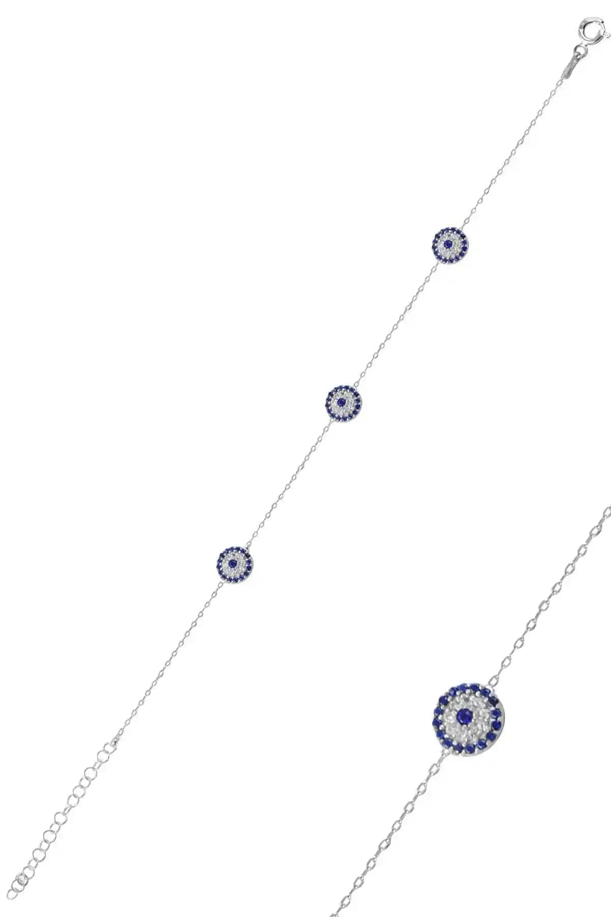 Söğütlü Silver Kan Nazarlık Model Zirkon Taşlı Gümüş Bileklik İnce Detaylar ve Şıklık