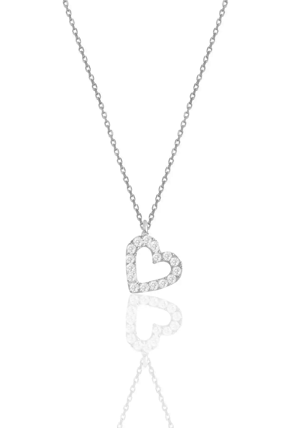 Söğütlü Silver Rodyum Kaplama Zirkon Taşlı Kalp Kolye – Zarif ve Şık Tasarım