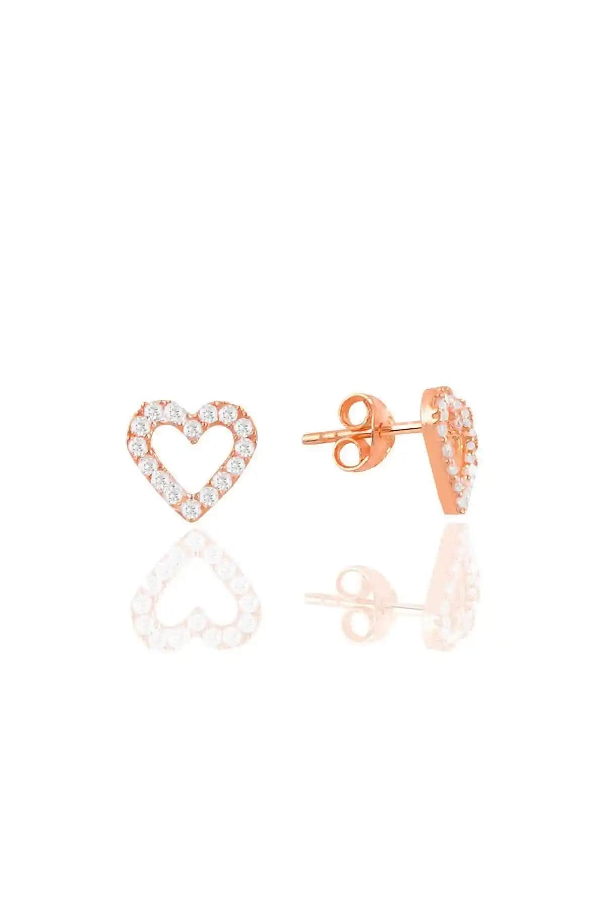 Söğütlü Silver Rose Zirkon Taşlı İçİ Boş Kalp Küpe - Zarif ve Şık Takı Seçeneği