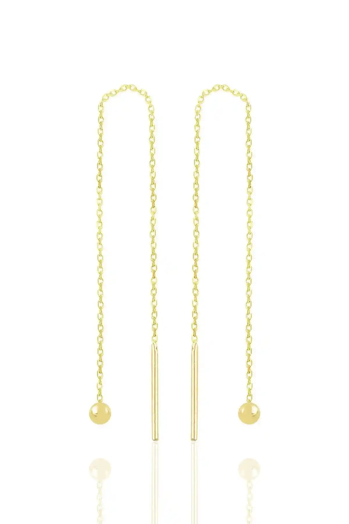 Söğütlü Silver Toplu Zincir Küpe - Modern ve Zarif Gümüş Takı Tasarımı