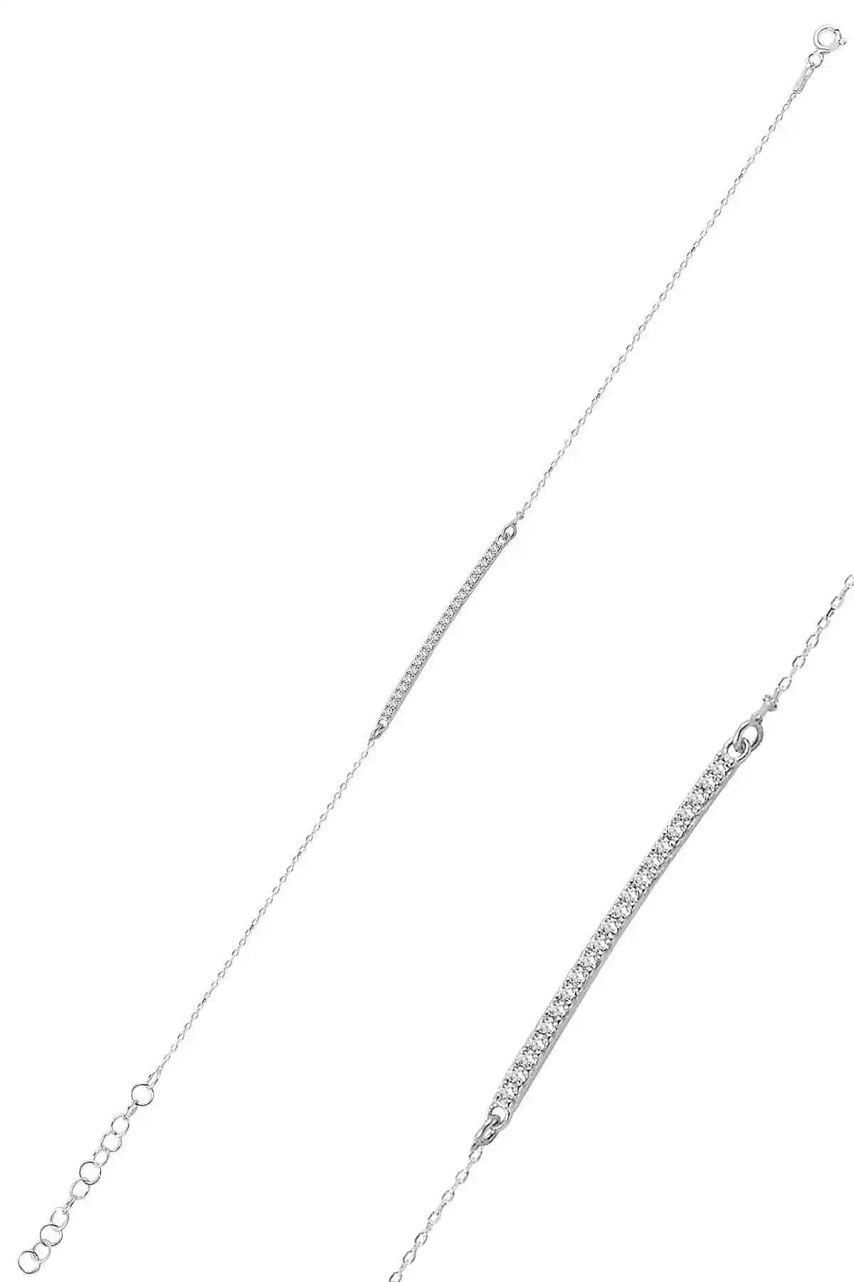 Söğütlü Silver Zirkon Taşlı Rodyum Kaplama Gümüş Bileklik Modern Tasarım