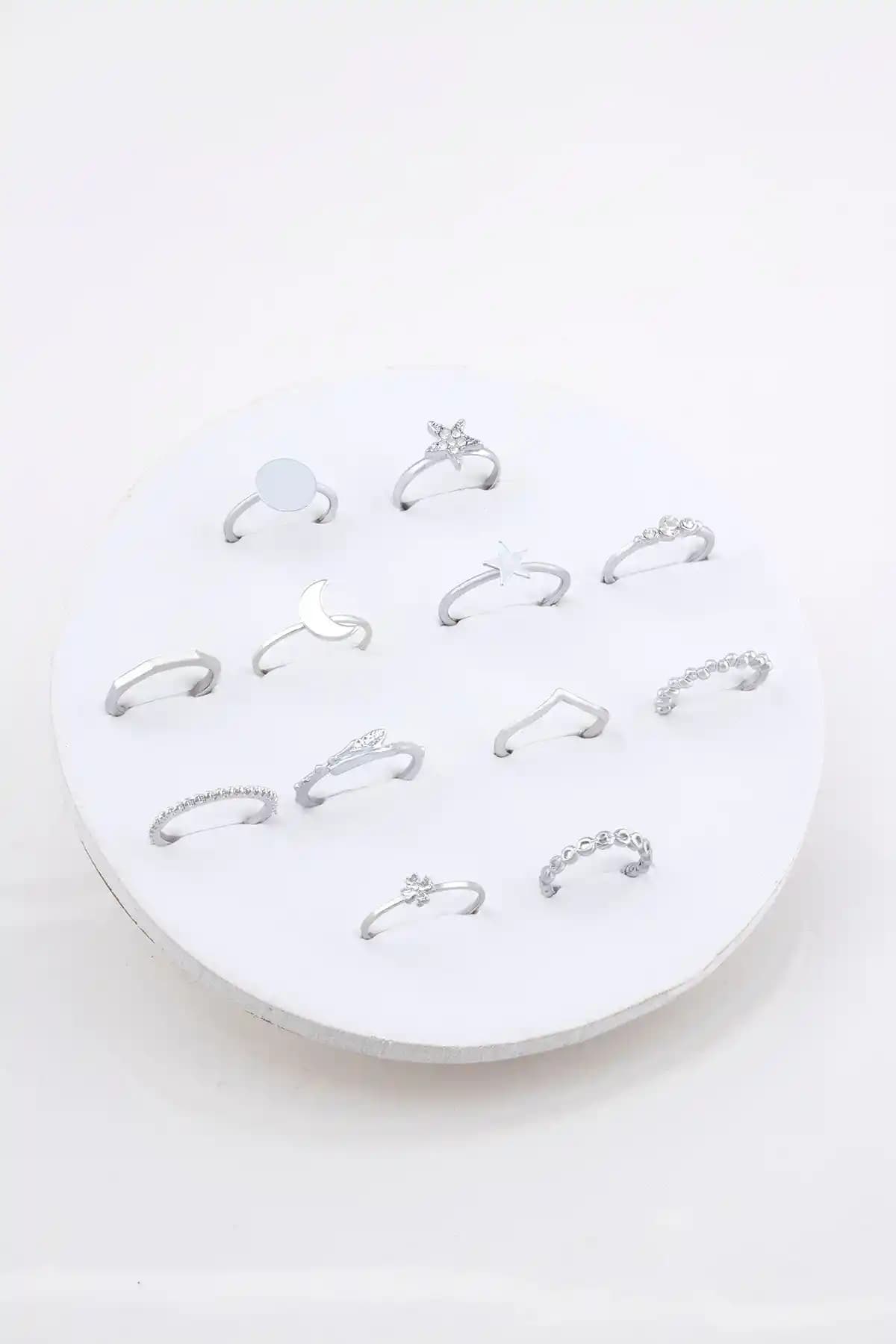 Sortie Aksesuar Çelik Hilal ve Yıldız Figürlü Yüzük Seti: Şık ve Dayanıklı Takı Koleksiyonu