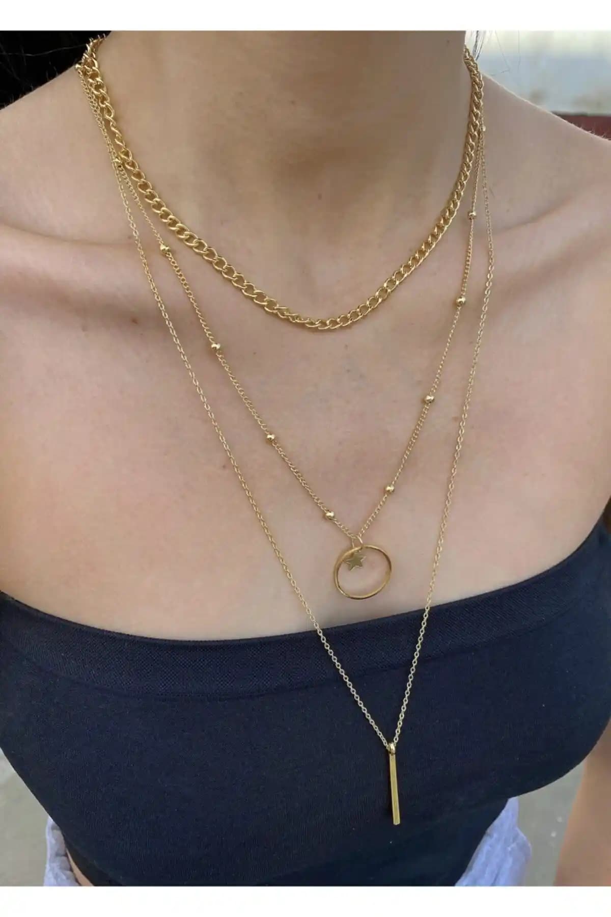 Takıtarzım 3'lü Kombin Kolye: Zarif ve Çok Renkli Pirinç Takı Seti