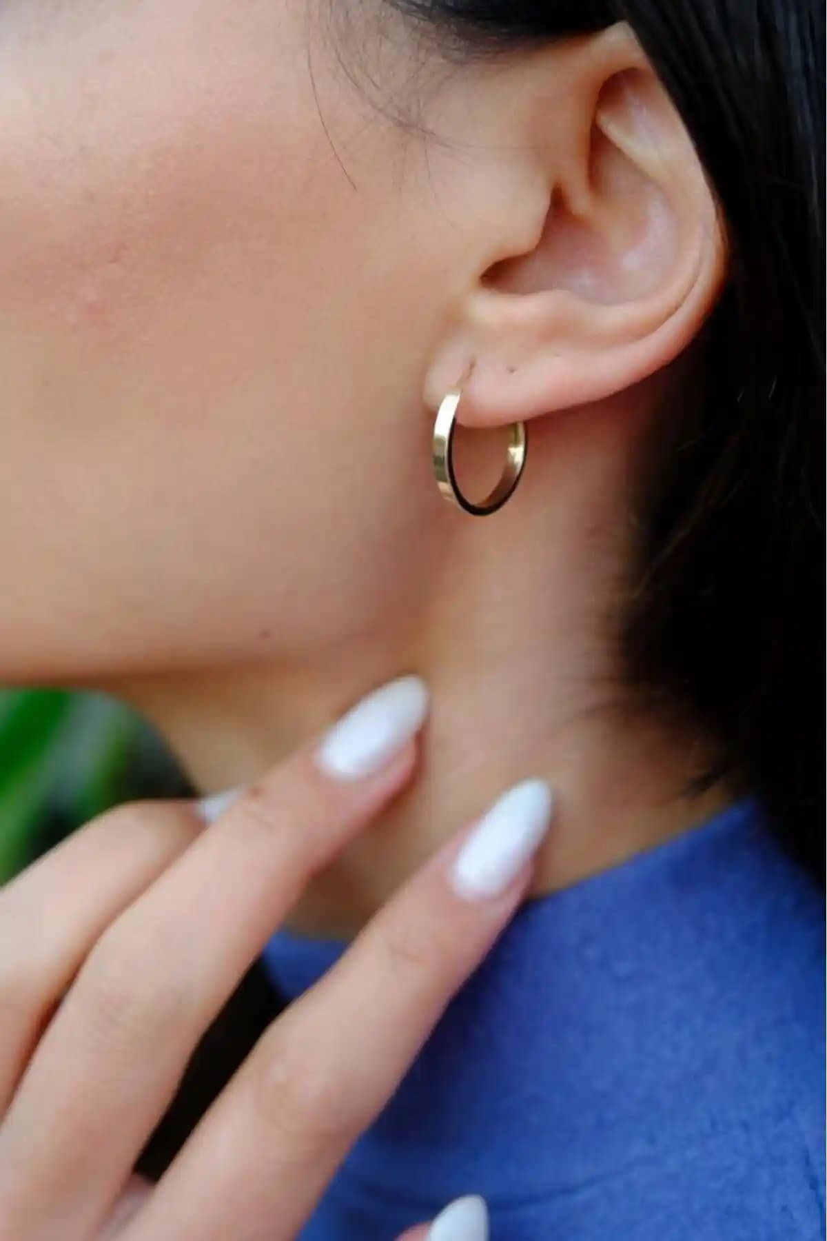 Tufanlar Kuyumculuk Altın Düz Halka Küpe Gizli Kilitli 1.6 Cm Şık ve Pratik Tasarım