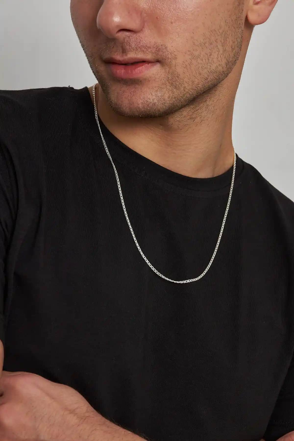 Ventino Silver 2mm Rambo Zincir Kolye Erkekler İçin Modern ve Dayanıklı Tasarım