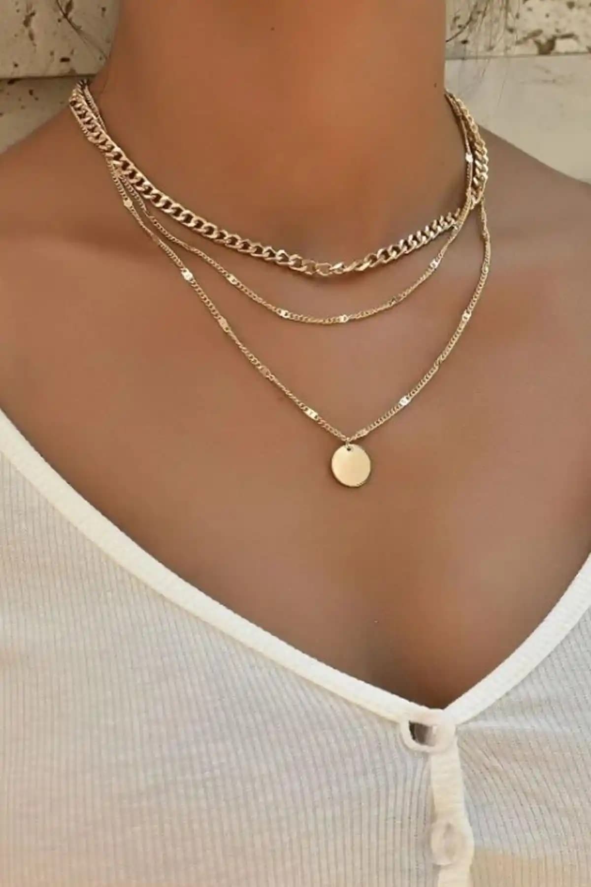 Yeni Obsessions Pullu Kolye Seti Altın Renk Zarif ve Dayanıklı Takı Koleksiyonu