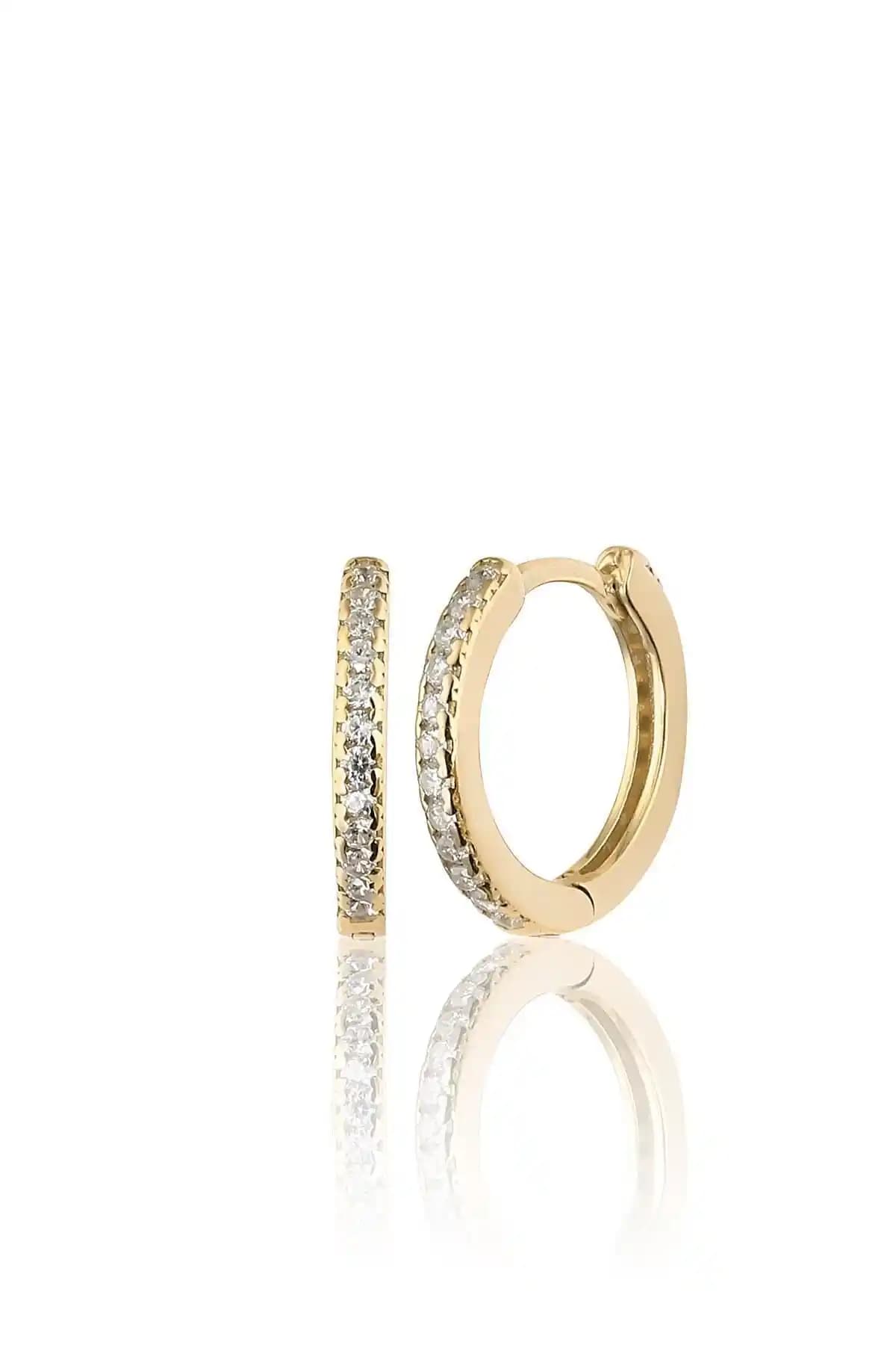 Zanaatsilver 925 Ayar Gümüş ve 14k Altın Kaplama Zirkon Taşlı Küpe