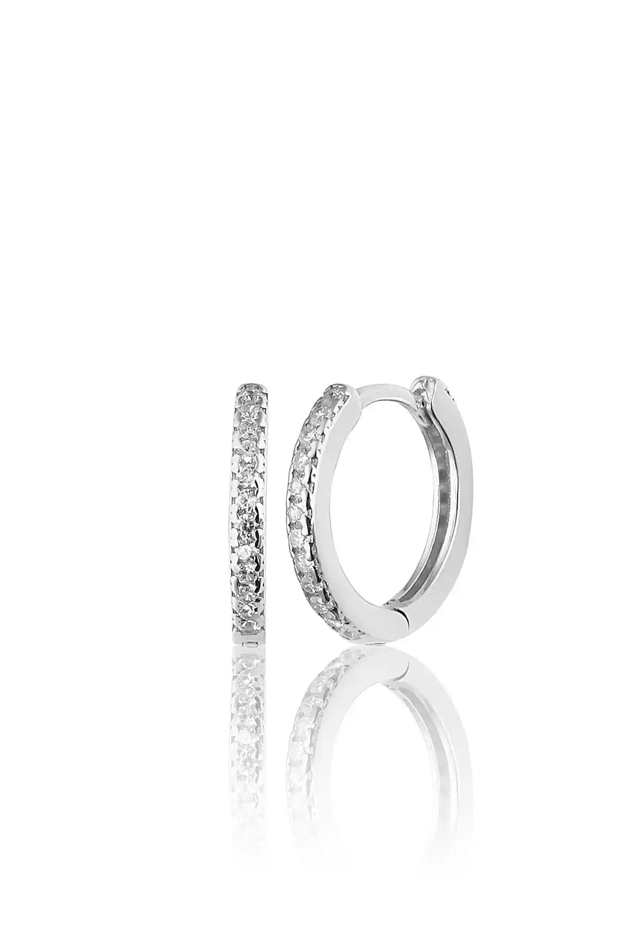 Zanaatsilver 925 Ayar Gümüş Zirkon Taşlı Halka Küpe: Klasik ve Şık Tasarım