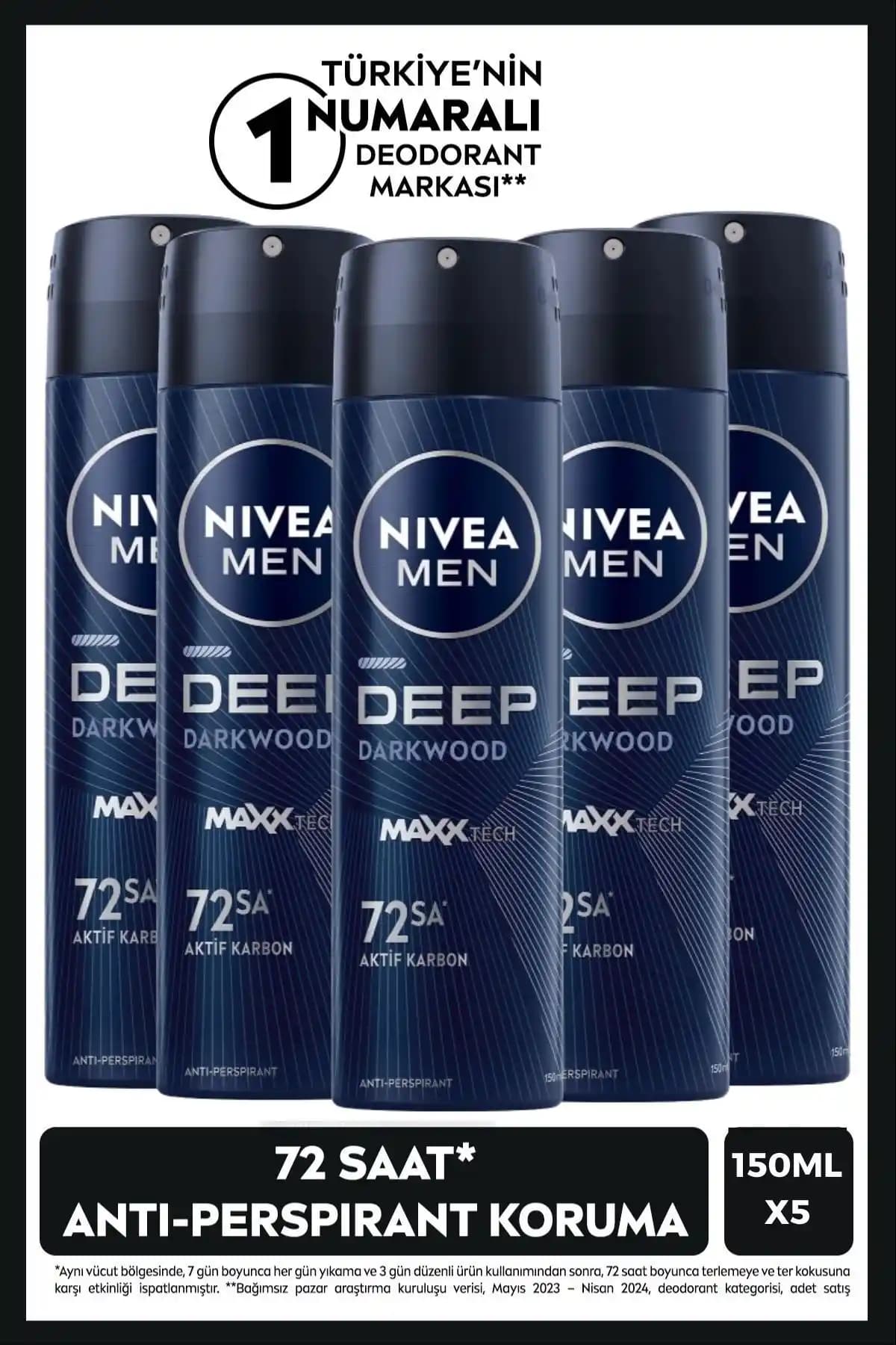 NIVEA MEN Erkek Sprey Deodorant Deep Dimension: Etkili Koruma ve Ferah Koku