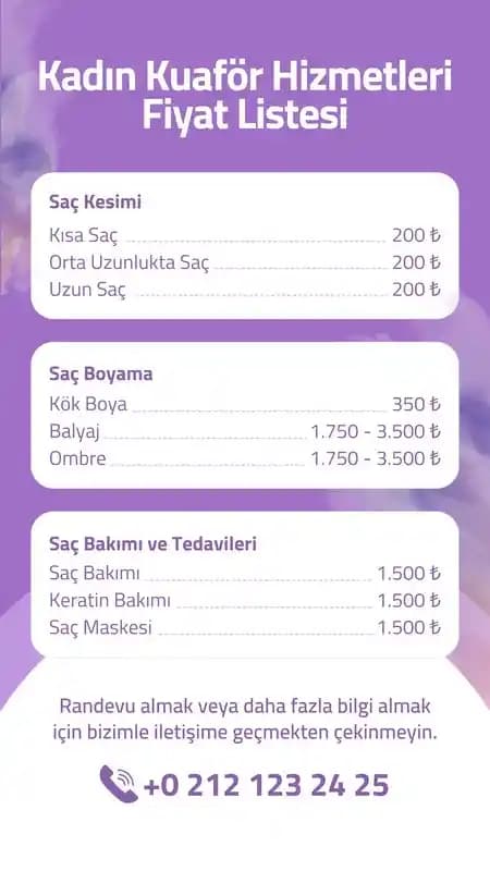 Bayan Kuaför Fiyat Listesi: Hizmet Türleri ve Bölgesel Fiyatlandırma Rehberi