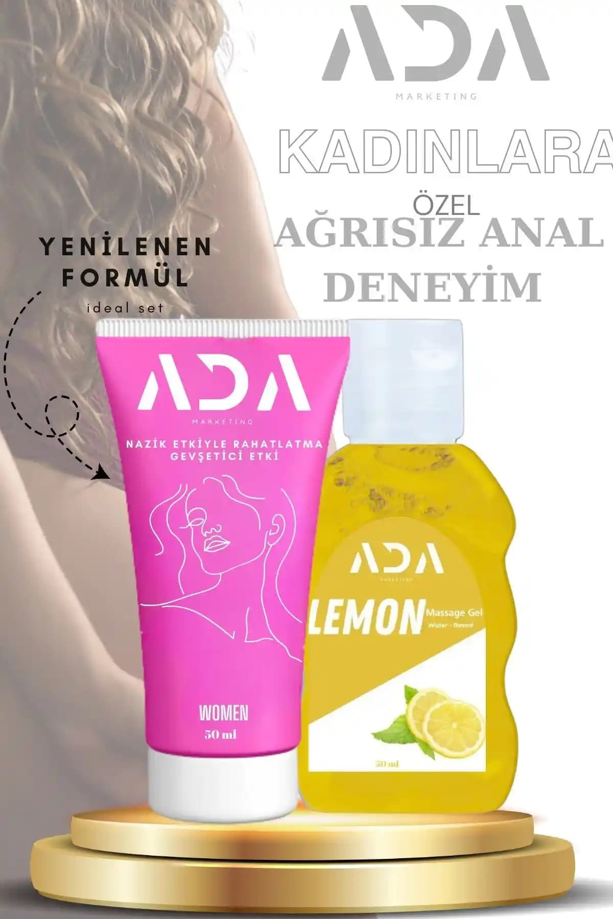 Ada Marketing Kadınlara Özel Limon Aromalı Anal Jel ve Genişletici Krem Seti 50 ml