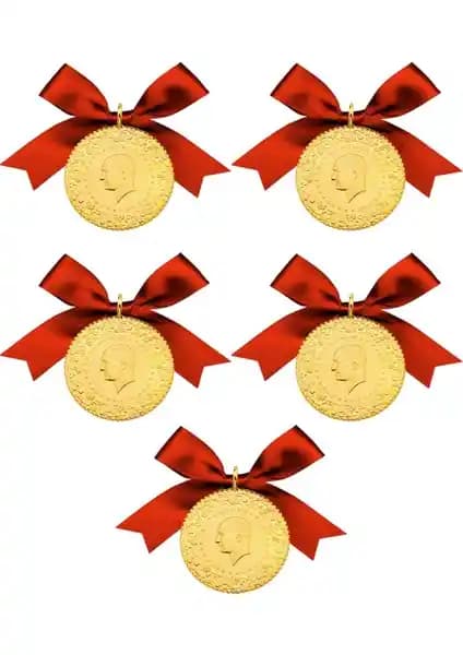 Ahlatcı Sarrafiye 5 Adet Eski Tarihli 22 Ayar Çeyrek Altın Seti Yatırım ve Koleksiyon İçin