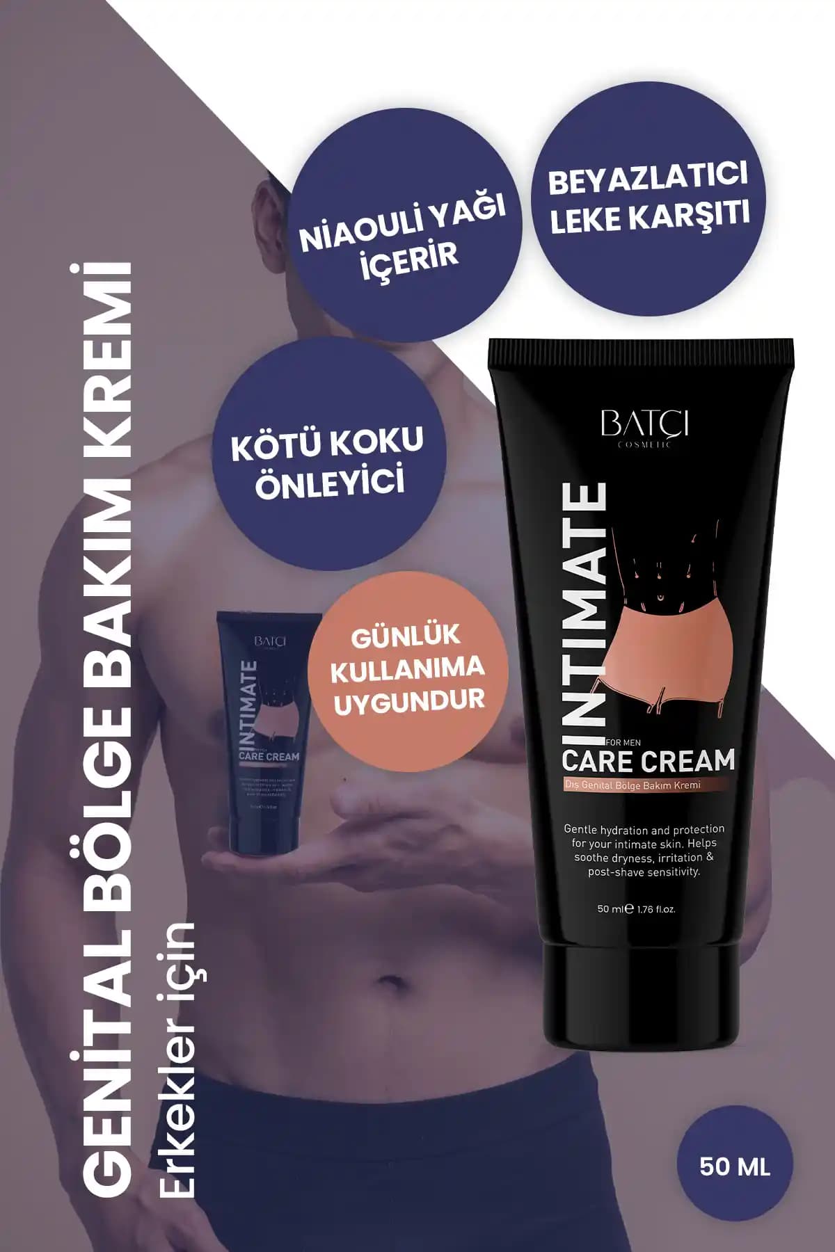 Batçı Erkekler İçin Nioli Yağı İçerikli Genital Bölge Koku Önleyici Krem 50 ml