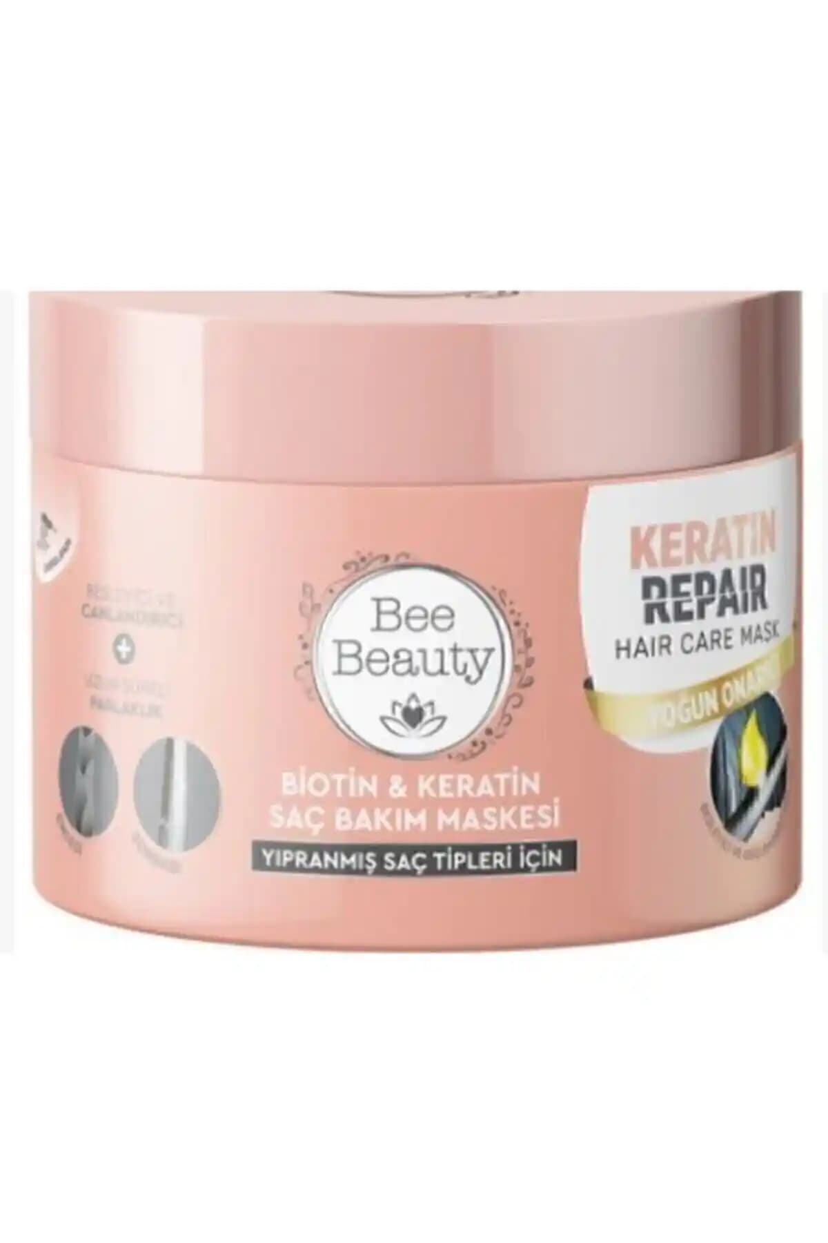 Bee Beauty Biotin & Keratin Saç Bakım Maskesi 300 ml ile Saç Güçlendirme ve Onarım