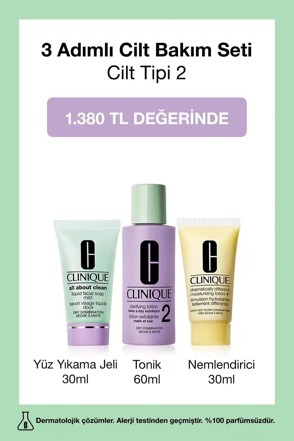 Clinique 3 Adımlı Cilt Bakım Seti: Kuru Ciltler İçin Dermatolojik Onaylı Nemlendirme