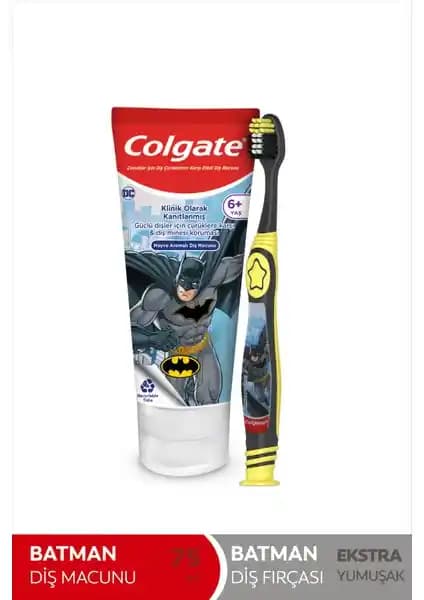 Colgate Batman Meyve Aromalı Çocuk Diş Macunu ve Fırçası ile Çürük Koruması