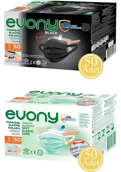 Evony Siyah ve Yeşil Elastik Kulaklı Maskeler: Üç Katmanlı Koruma ve Konfor