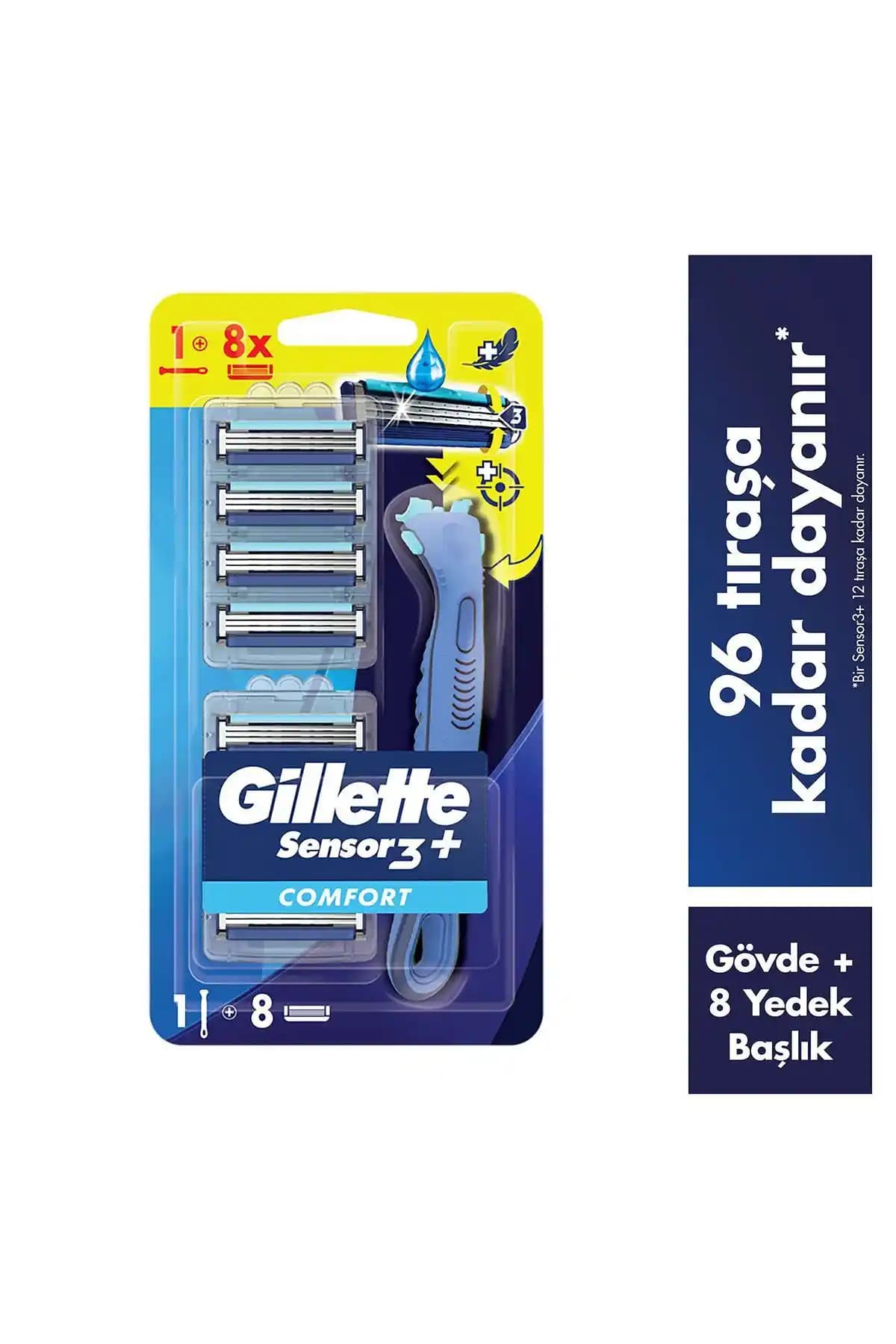 Gillette Sensor3+ Comfort 8'li Yedek Bıçak Başlıklı Tıraş Makinesi Özellikleri ve Avantajları