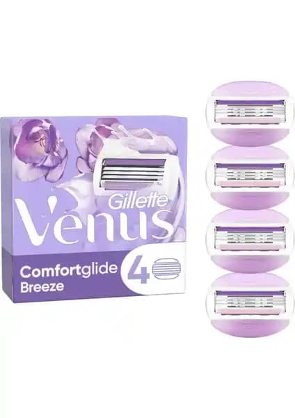 Gillette Venus Comfort Glide Breeze 4'lü Yedek Başlık Kadınlara Konforlu Tıraş Deneyimi
