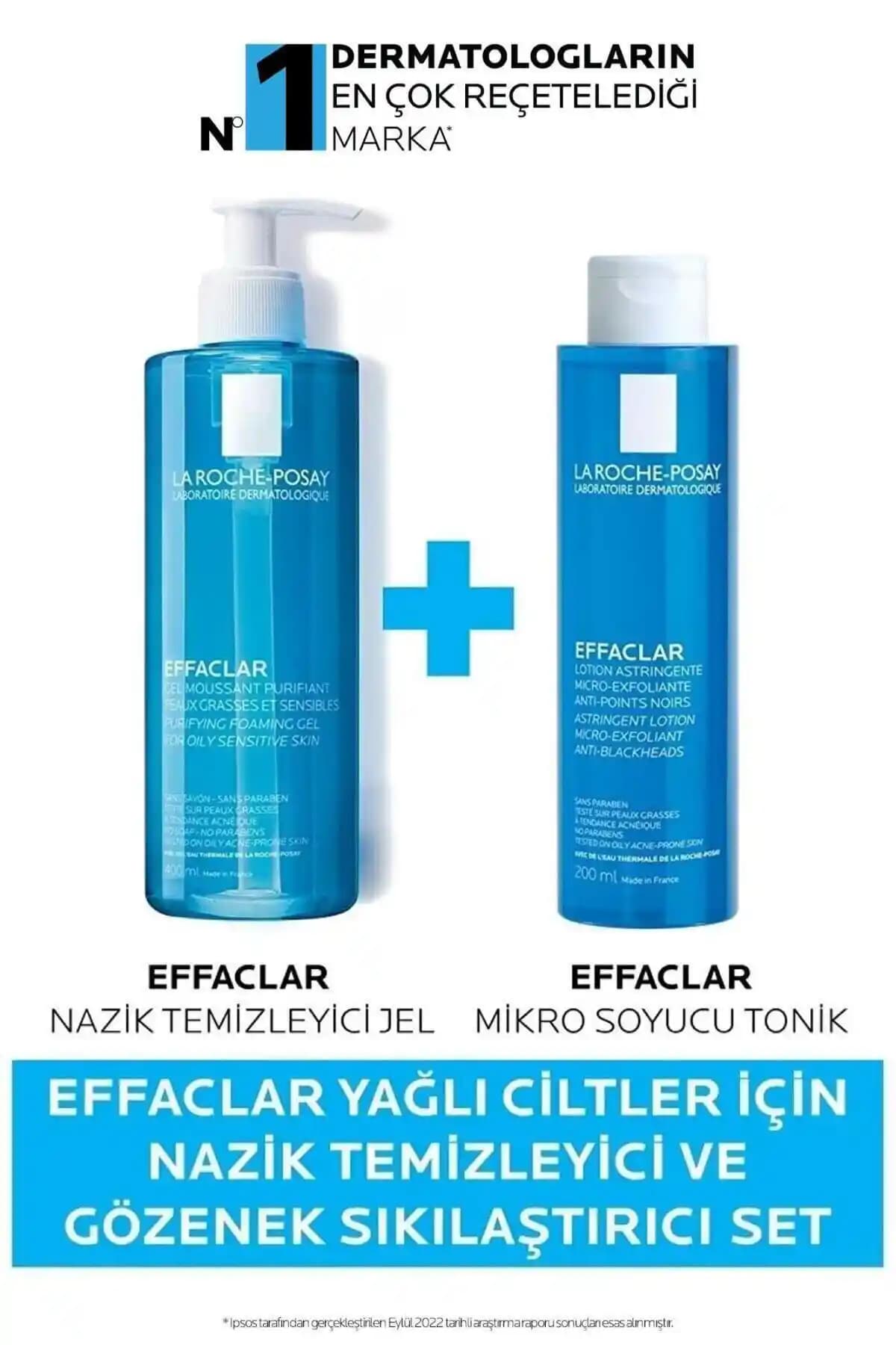 La Roche Posay Effaclar Set: Yağlı ve Karma Ciltler İçin Nazik Temizleyici ve Gözenek Sıkılaştırıcı