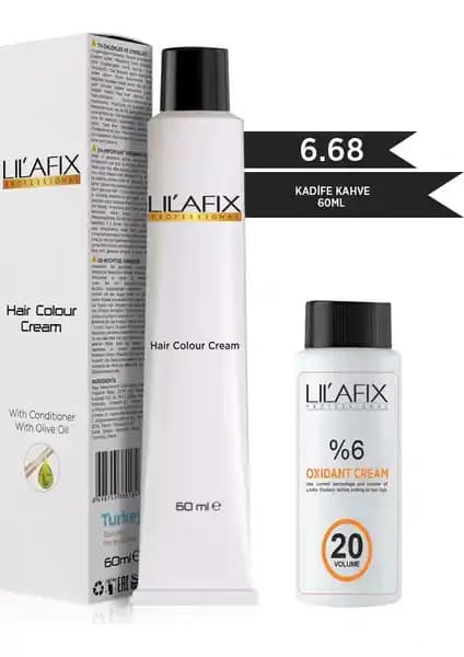 Lil'afix 6.68 Kadife Kahve Krem Tüp Boya ve 20 Vol Oksidan ile Doğal Saç Rengi