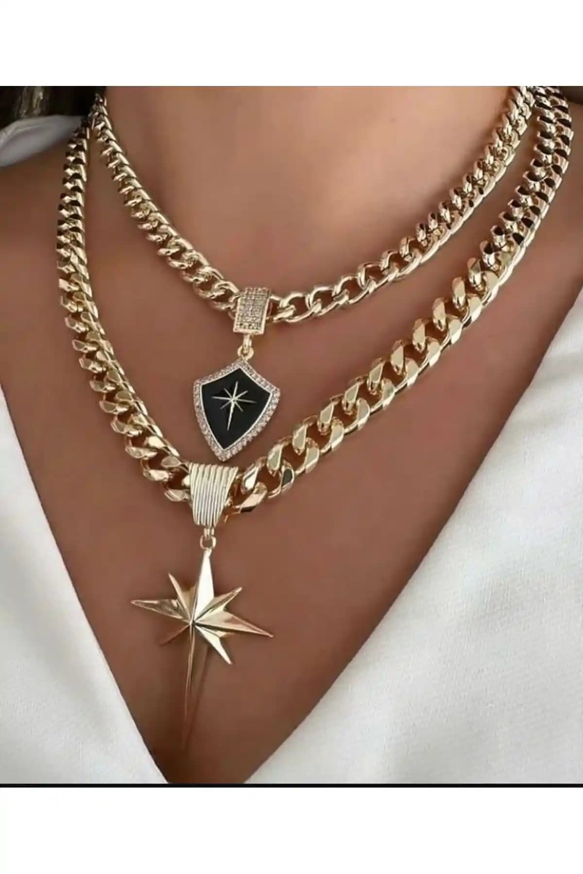 Mcgsteel Çağla Şikel Özel Seri Altın Renkli Paslanmaz Çelik Kolye Hediye Kutulu