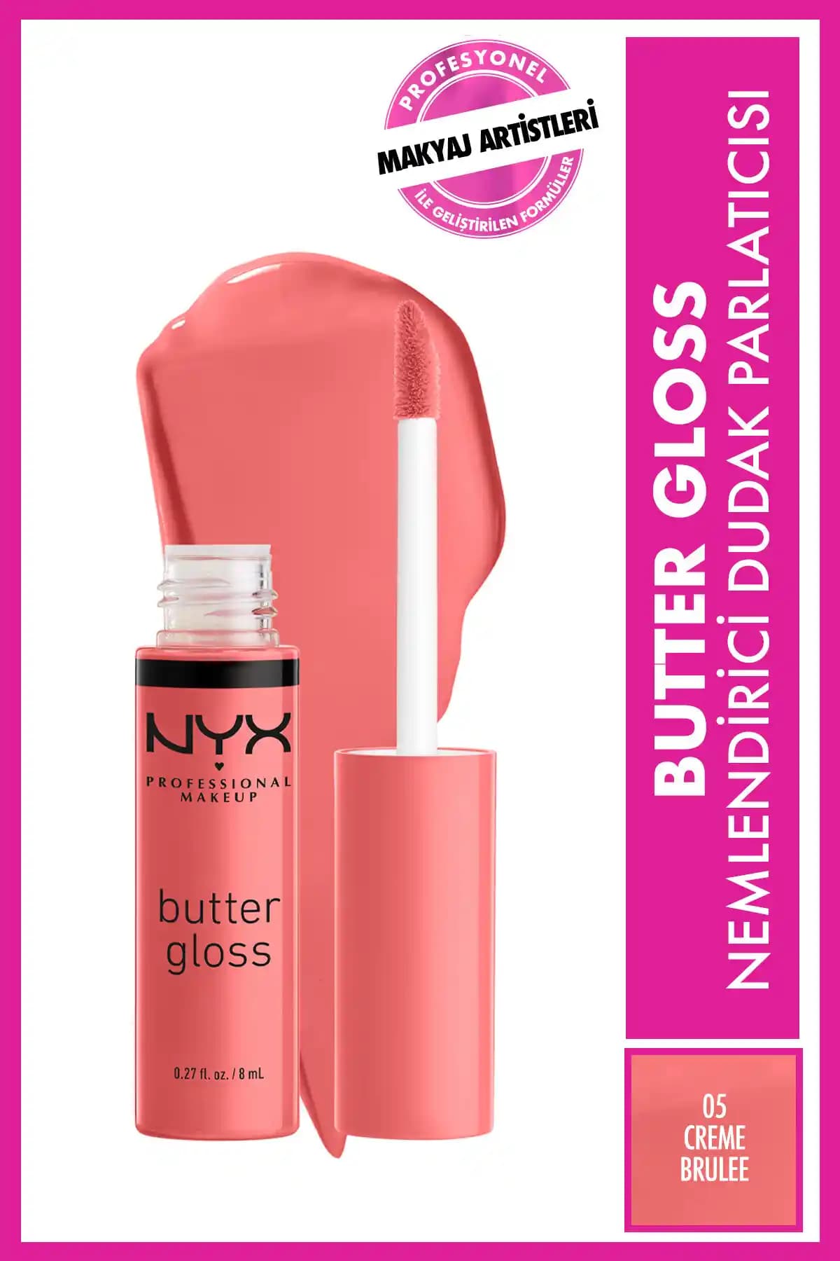 NYX Professional Makeup Butter Gloss Crème Brulée Dudak Parlatıcısı 15 g - Doğal ve Nemlendirici