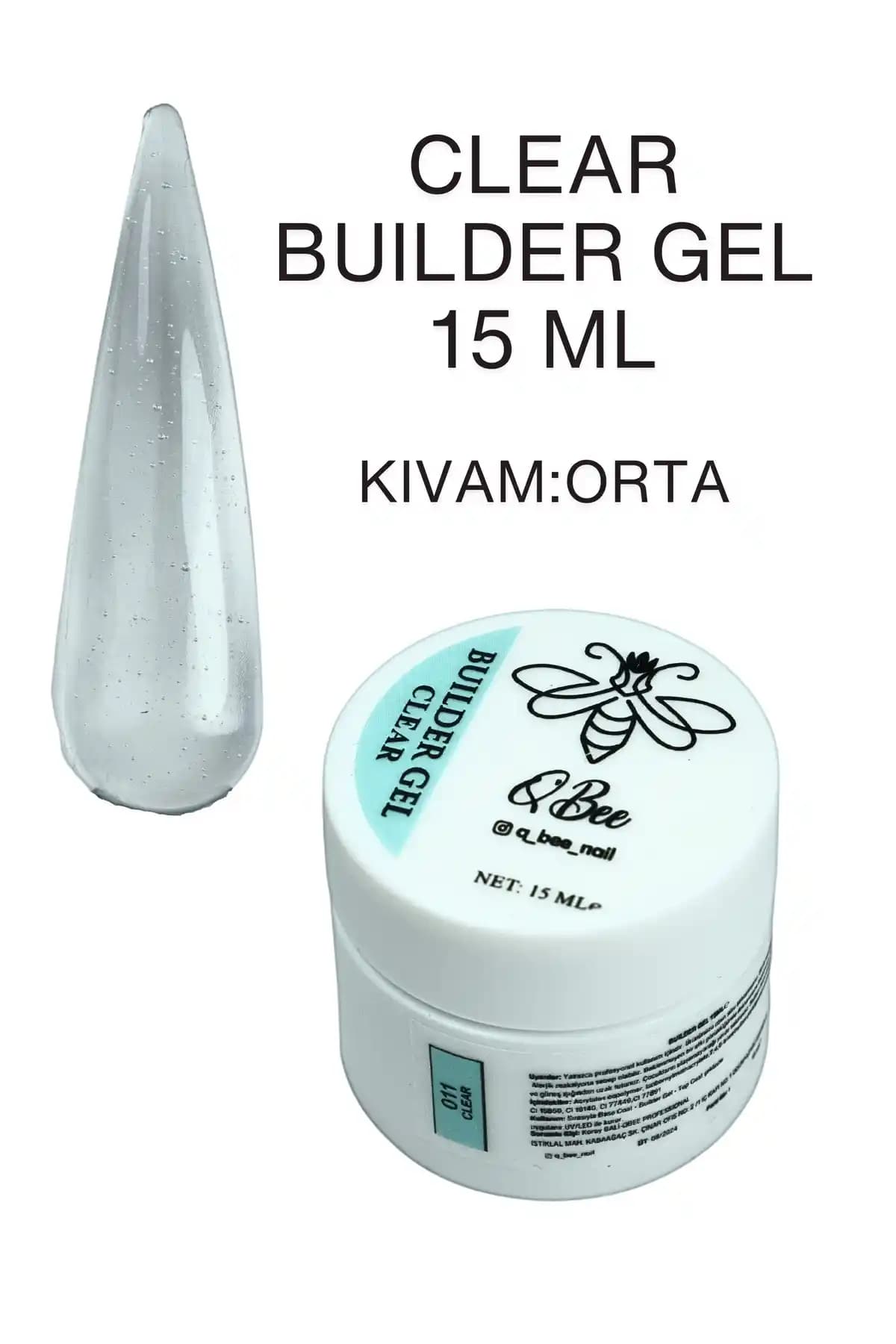 QBEE PROFESSIONAL 15ml Protez Tırnak Jeli Builder Clear ile Dayanıklı ve Estetik Tırnaklar