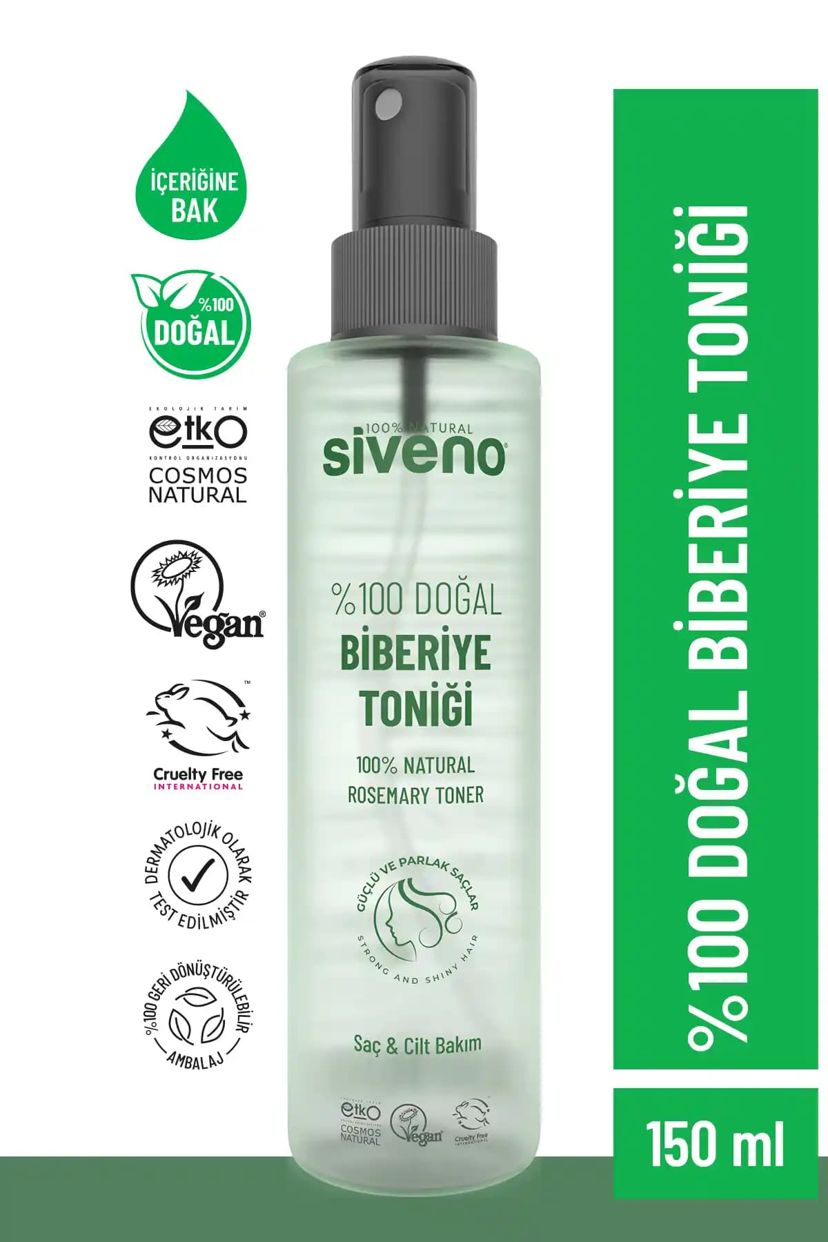 Siveno %100 Doğal Biberiye Suyu Saç Toniği ile Saç Dökülmesine Karşı Etkili Doğal Bakım