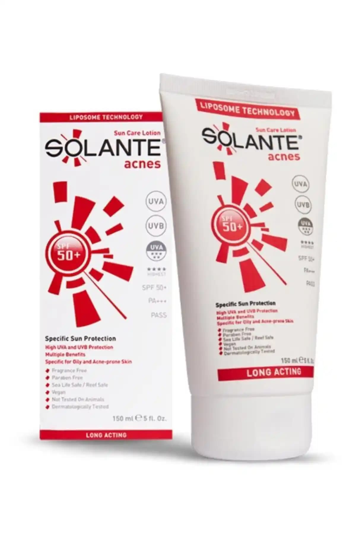 Solante Acnes SPF 50 Güneş Koruyucu Losyon 150 ml Yağlı ve Akneye Eğilimli Ciltler İçin