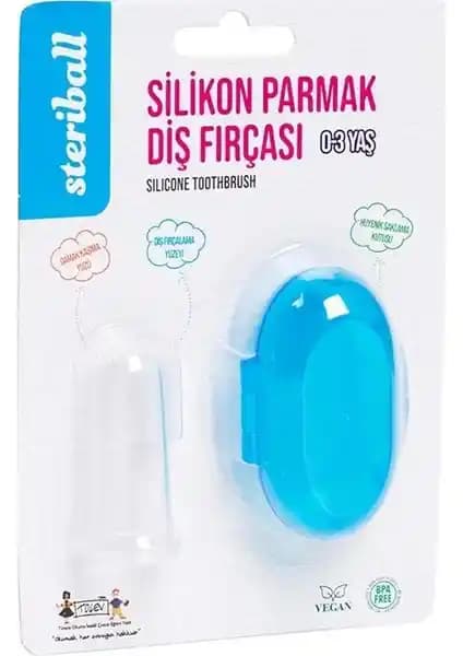 Steriball Silikon Parmak Diş Fırçası 0-3 Yaş İçin Mavi, BPA İçermeyen Sağlıklı Tasarım