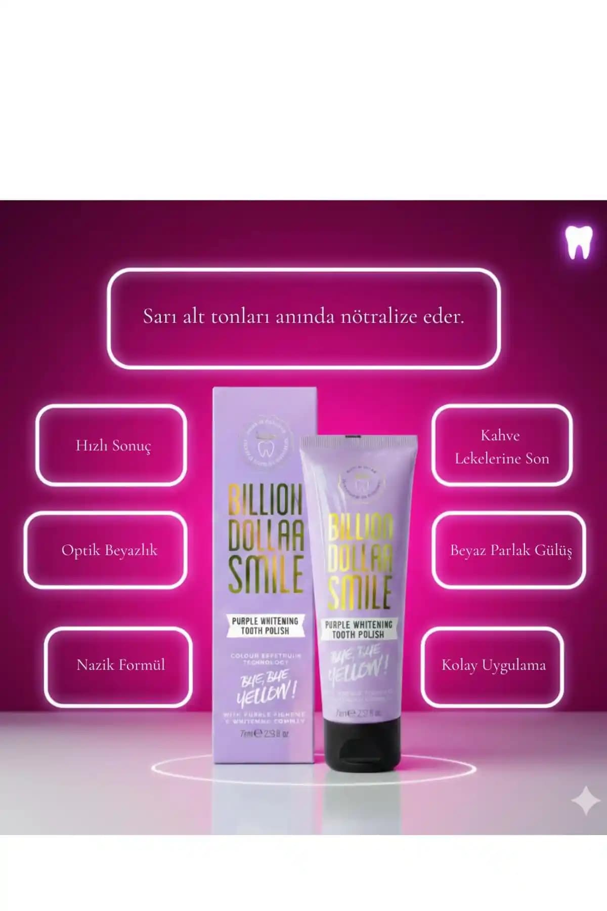 Billion Dollar Smile Mor Mor Renkli Beyazlatıcı Diş Macunu İncelemesi ve Kullanım Rehberi