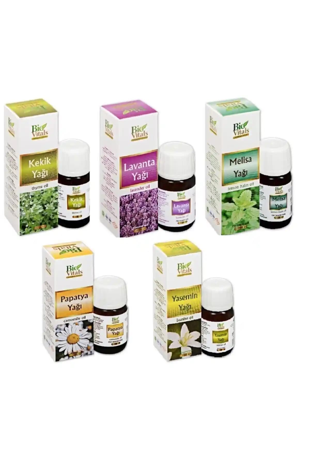 Bio Vitals Aromatik Masaj Yağ Seti Kekik Lavanta Melisa Papatya Yasemin 20ml doğal ve rahatlatıcı bakım
