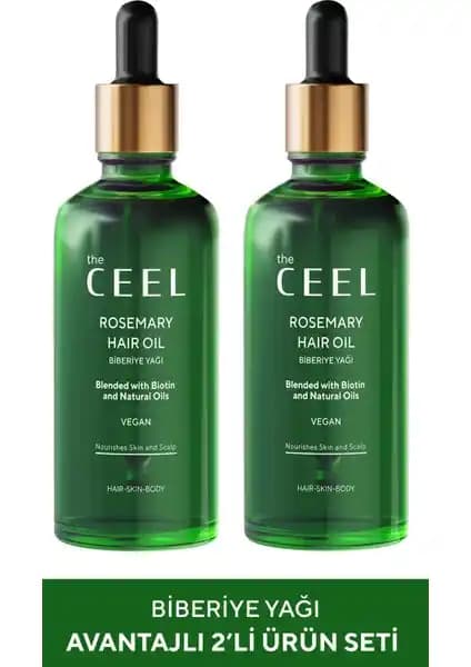 Ceel 2'li Biberiye Yağı ve Doğal Yağlar ile Güçlü Biotinli Saç Bakımı Seti 50 ml