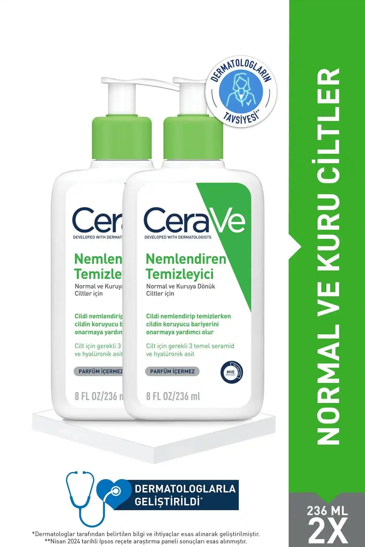 CeraVe Nemlendirici ve Temizleyici Ürünleri Kuru ve Normal Ciltler İçin Uygun