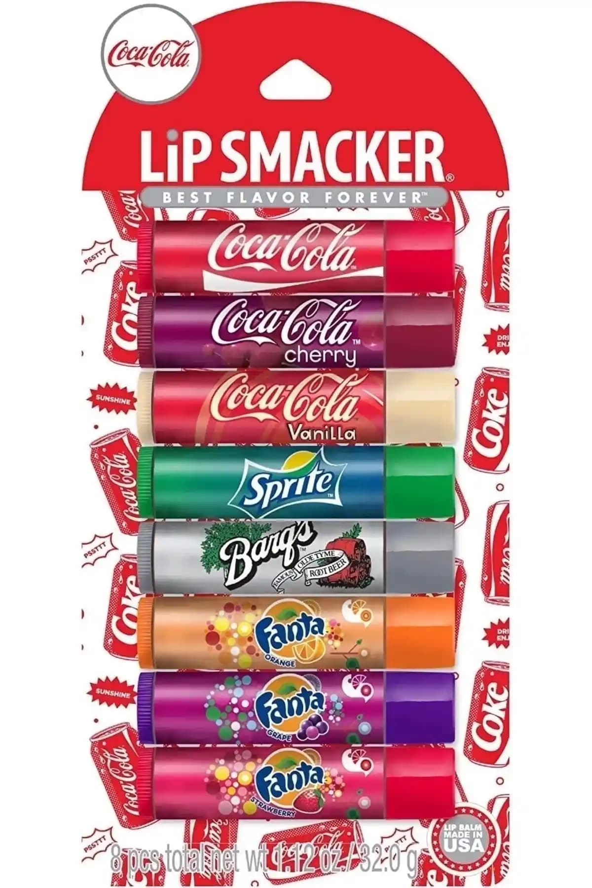 Coca-Cola Lip Smacker 8'li Renkli Metalik Dudak Parlatıcı Seti Günlük Kullanım İçin Uygun