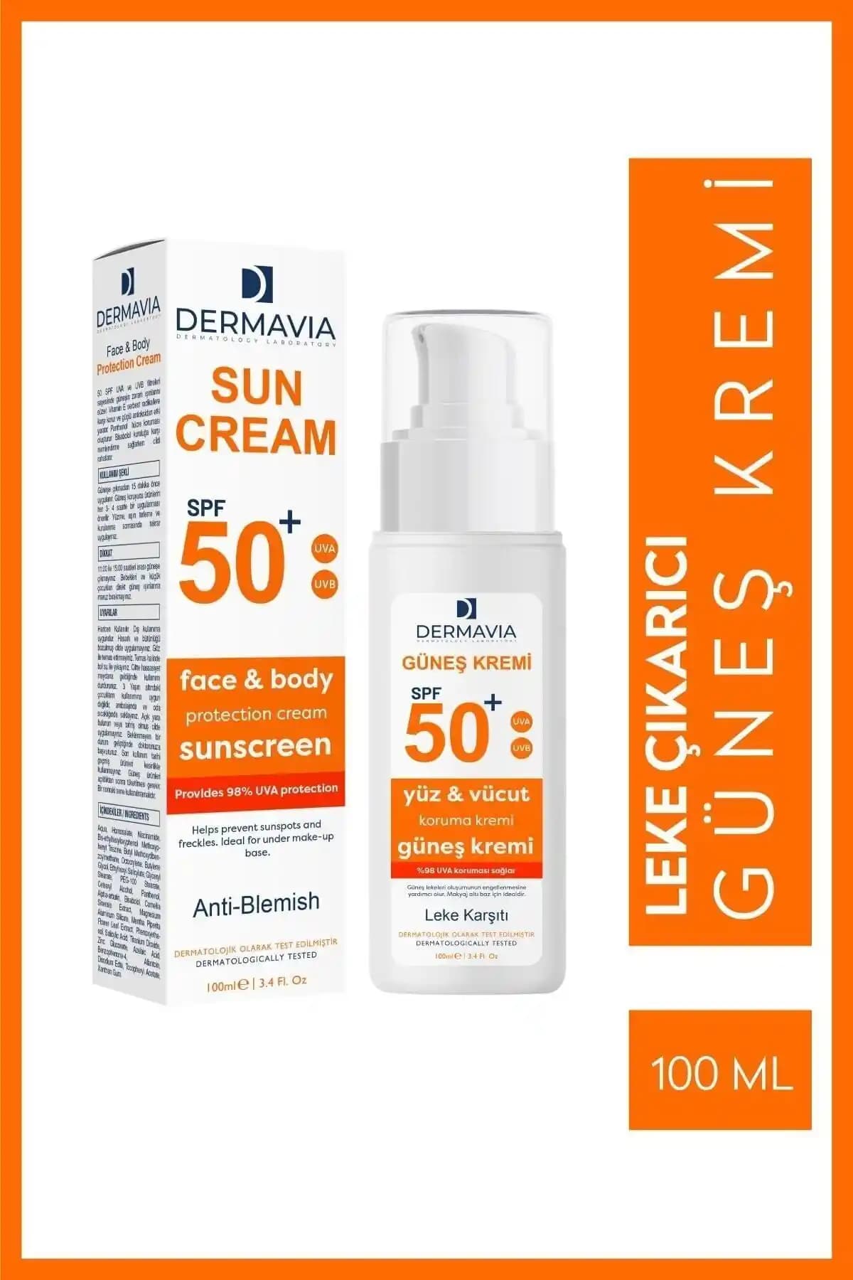 Dermavia SPF 50 Yüz ve Vücut Güneş Kremi Güçlü Koruma ve Leke Önleyici Özelliklerle