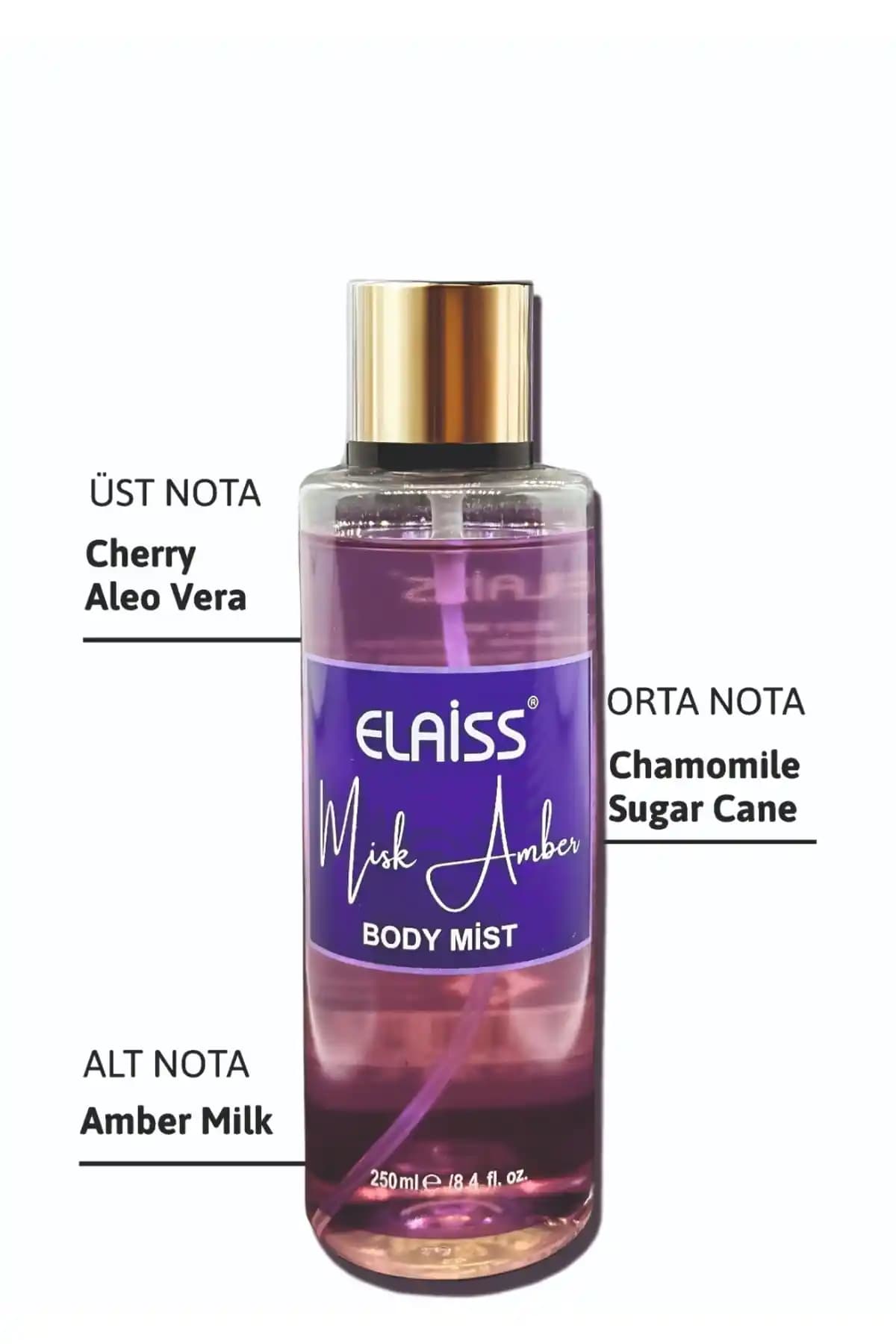 Elaiss Body Mist Misk Amber Çiçeksi ve Amber Kokusu ile Gün Boyu Tazelik Sağlar