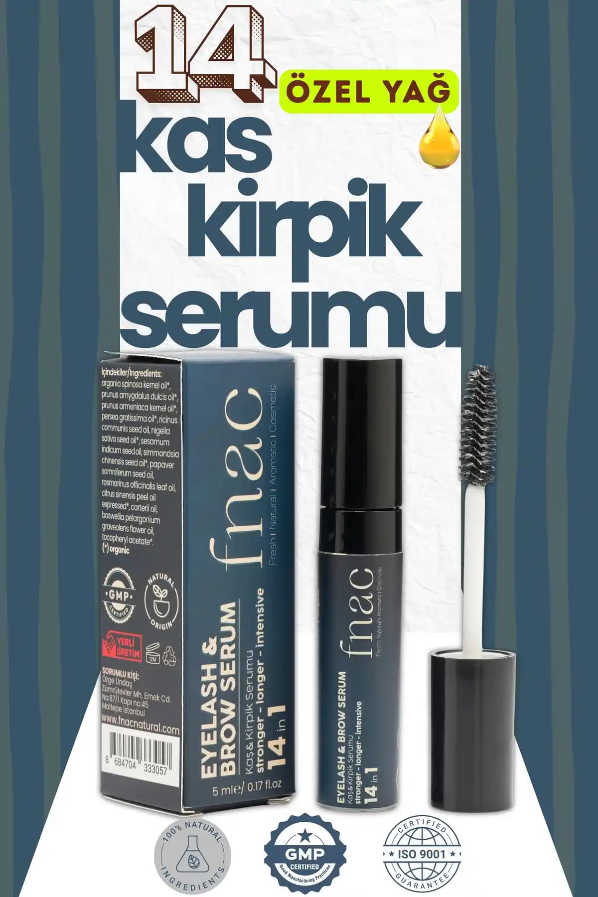 FNAC 14'ü 1 Arada Kirpik ve Kaş Serumu Doğal İçeriklerle Güçlendirilmiş Bakım Ürünü