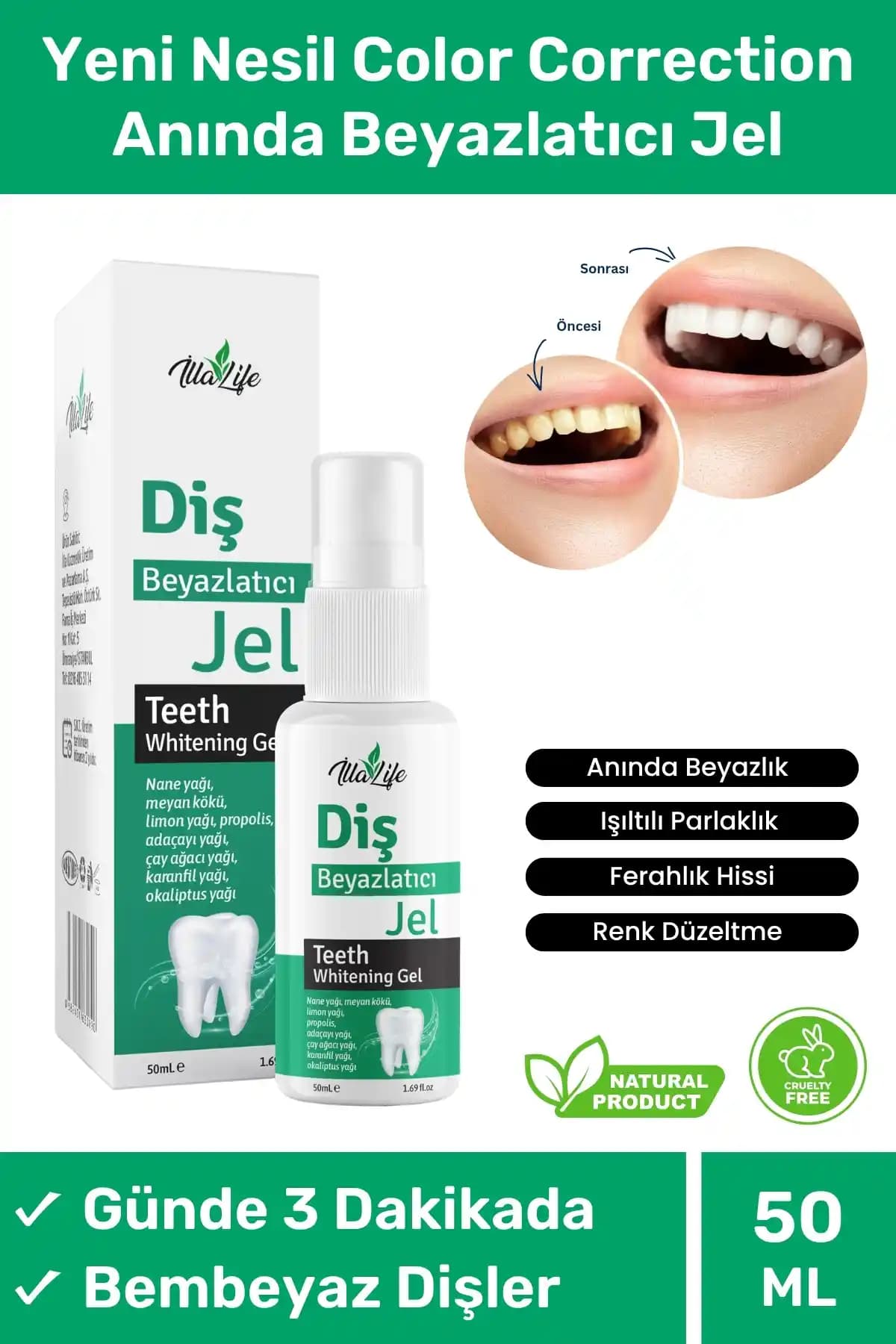 İlla Life Whitening Expert Hızlı Etkili Diş Beyazlatıcı Jel ile Doğal ve Güvenilir Diş Beyazlatma Çözümü