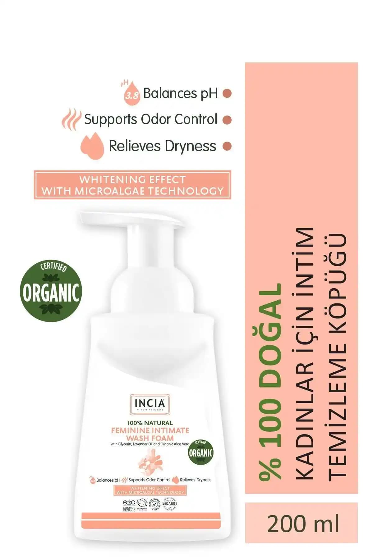 INCIA %100 Doğal Intim Yıkama Köpüğü Kadınlar İçin Güvenli ve Etkili Temizlik Çözümü