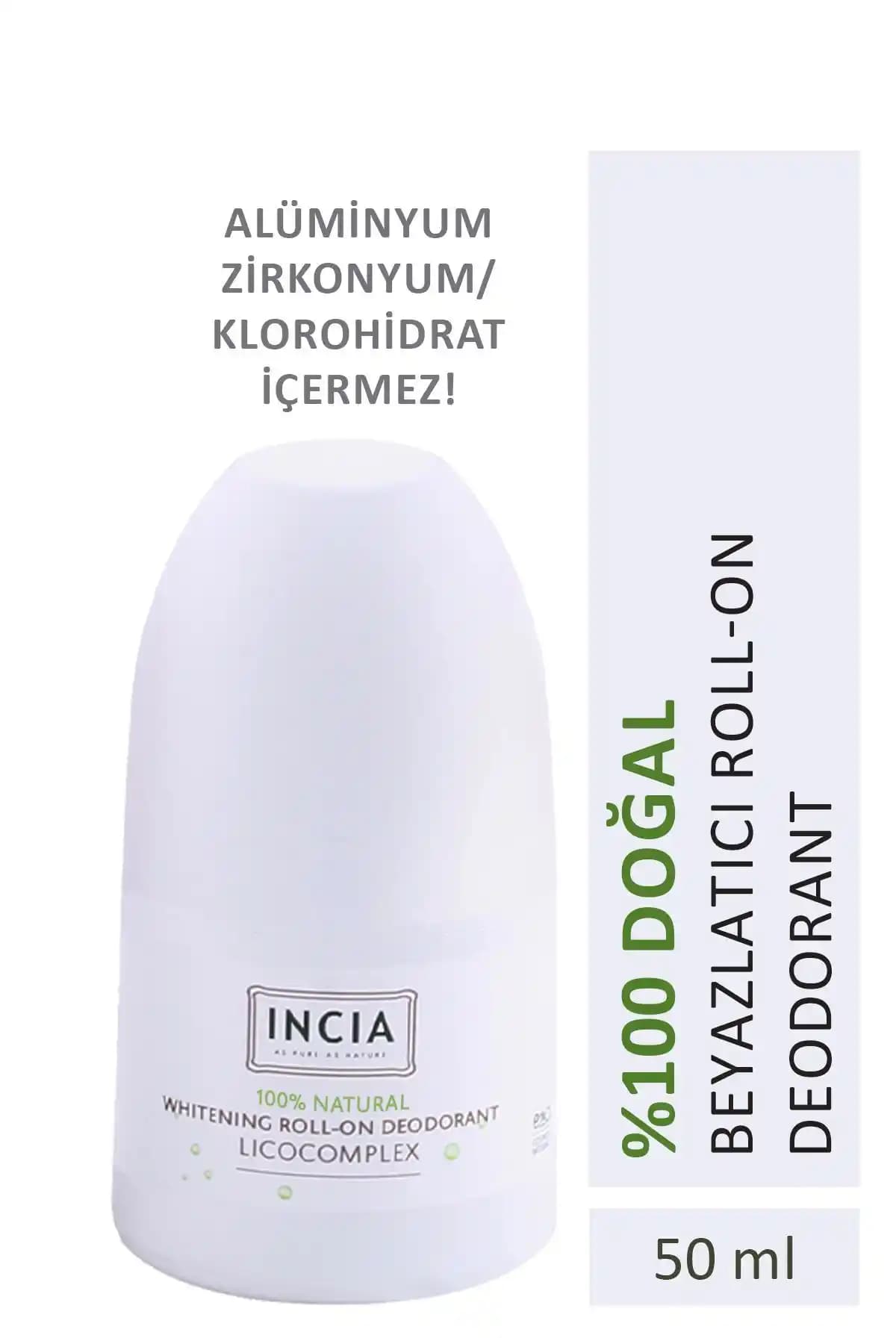 INCIA %100 Doğal Roll On Deodorant Beyazlatıcı ve Kötü Koku Önleyici 50 ml