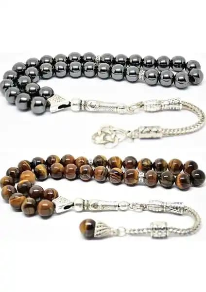 Joydizayn Kaplan Gözü Hematit Tesbih Seti: Estetik ve Doğal Malzemenin Şık Buluşması