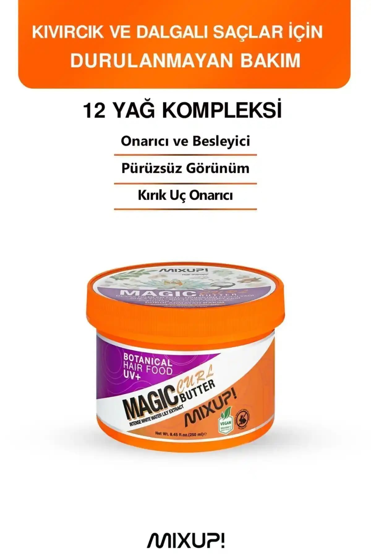Mixup Kıvırcık ve Bukleli Saçlar İçin Curl Butter 250ml Doğal ve Hafif Tutucu Saç Bakım Kremi