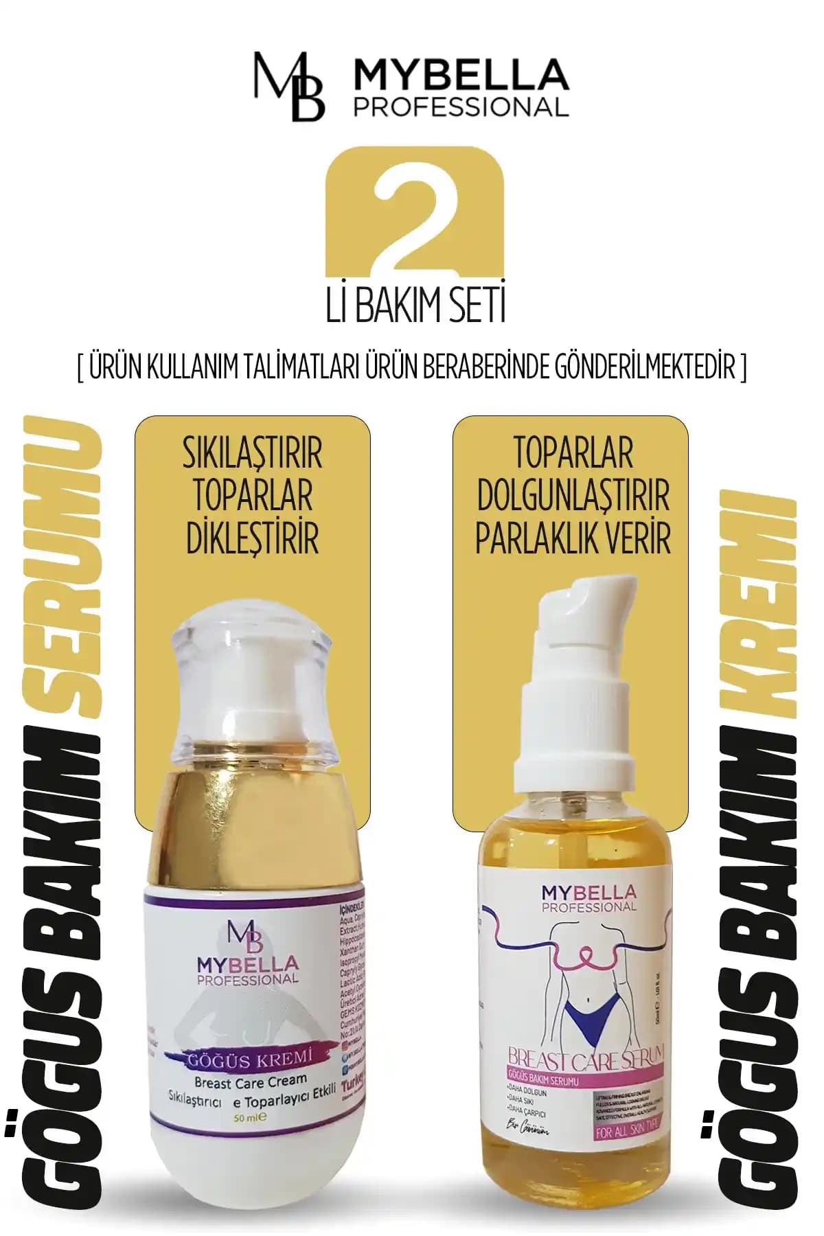 MY Bella Kozmetik 2'li Göğüs Büyütmeye Yardımcı Serumu Doğal ve Etkili Göğüs Bakım Çözümü