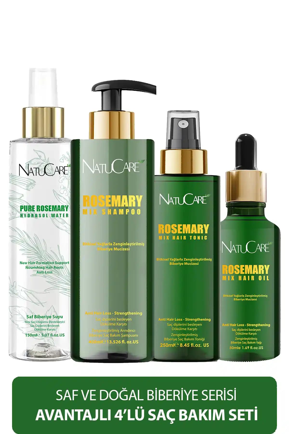 NatuCare Biberiye Mucizesi 4'lü Saç Bakım Seti Doğal ve Güçlü Saçlar İçin Yenilikçi Çözüm